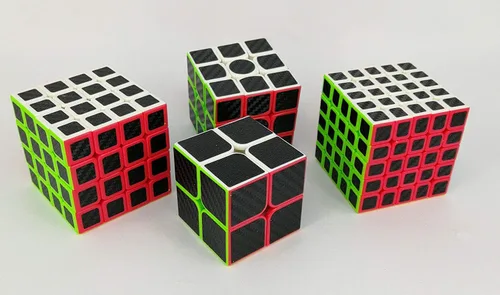 Miniatura 4 de CFMOUR Juego de cubos de velocidad original, 2x2, 3x3, 4x4, 5x5, cubo de fibra de carbono, paquete para niños, cubo original liso