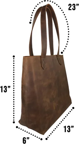 Miniatura 6 de Heather's, Bolso tote clásico, bolso de hombro, bolso espacioso, bolso de estilo vintage, viajes y compras, cuero de grano completo, hecho a mano