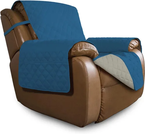 Miniatura 195 de Easy-Going - Funda para sofá, futón y sillón sin reposabrazos, reversible, resistente al agua, para mascotas y niños (azul oscuro/azul claro)