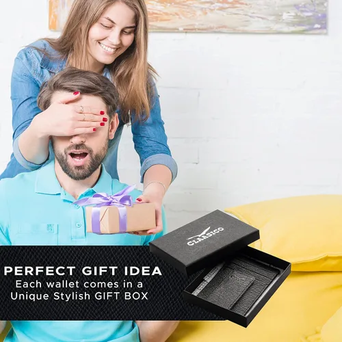 Miniatura 4 de Cartera de cuero con clip de dinero para hombre bolsillo frontal delgado bloqueo RFID con imán súper fuerte