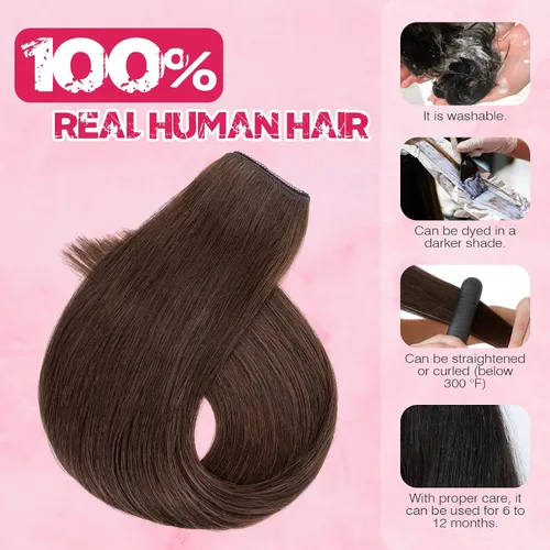 Miniatura 2 de MY-LADY - Extensiones de cabello humano real, extensiones de cabello humano real, 12 pulgadas, color marrón oscuro, extensiones de cabello largo
