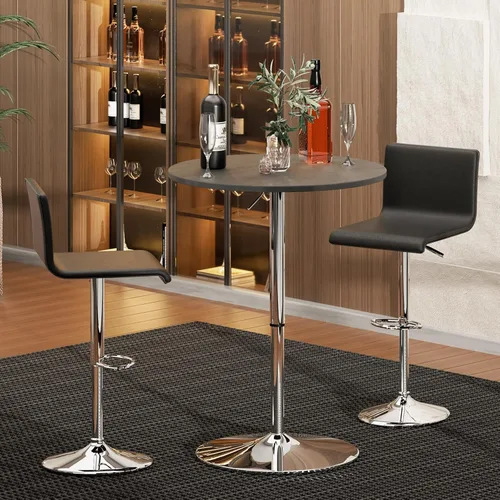 Miniatura 7 de Athena Collection Mesa redonda de bar de 27.5 a 36 pulgadas de altura ajustable, mesa de cóctel de altura de barra con base de metal giratoria, mesa