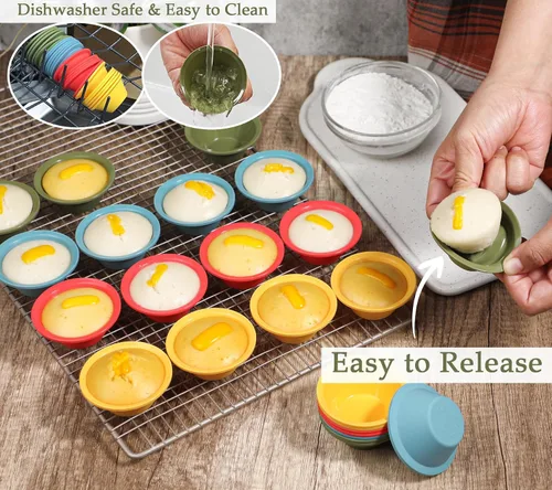 Miniatura 7 de Webake 24 piezas de silicona Puto Molder filipino de tamaño pequeño, 2.2 pulgadas de plástico de repuesto para hornear, molinillo Kutsinta