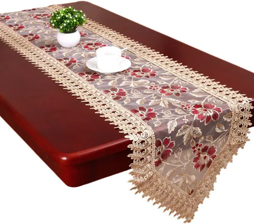 Miniatura 4 de Camino de mesa de adorno vintage, beige, Burgundy