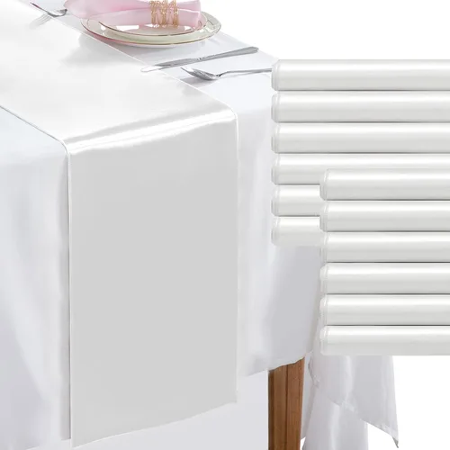 Miniatura 28 de Paquete de 2 caminos de mesa negros de 12 x 108 pulgadas, camino de mesa rectangular de seda satinada suave para bodas, banquetes, decoración