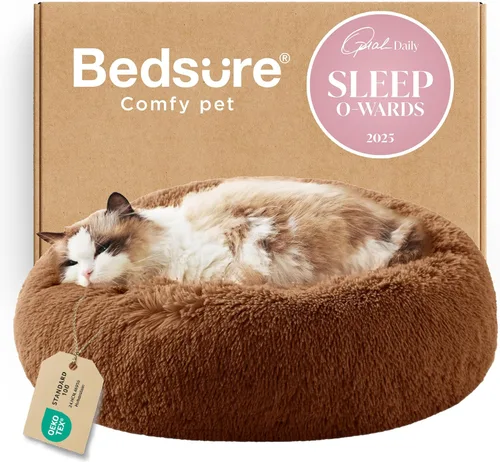 Miniatura 87 de Bedsure - Cama relajante para perro mediano, lavable, tipo dona, cama para gato, antideslizante, redonda, afelpada, mullida, de piel sintética