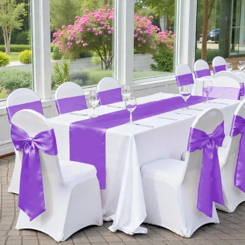 Miniatura 113 de mds - Lote de 10 lazos de satén para sillas de boda y eventos, para decoración de fiestas, 30 colores, Satin, 10 Verde oliva