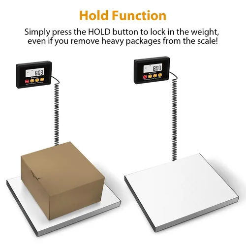 Miniatura 4 de UNIWEIGH Báscula Postal Digital, Báscula de Envío con Precisión de 440 libras x 10g, Plataformas de Acero Inoxidable, Báscula Resistente
