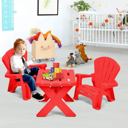 Miniatura 8 de Costzon Juego de mesa y silla para niños, mesa de actividades al aire libre y sillas Adirondack para picnic, jardín, patio, patio trasero y playa