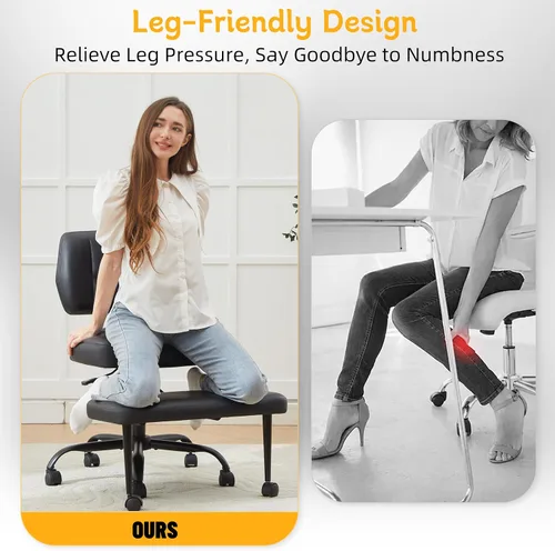 Miniatura 7 de Silla de oficina con patas cruzadas con ruedas, silla giratoria de meditación para TDAH, silla de escritorio ergonómica con patas cruzadas