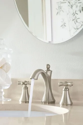 Miniatura 8 de Moen T4524BN Wynford - Grifo de baño de arco alto de dos manijas, níquel cepillado