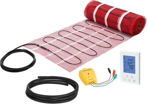 Miniatura 13 de VEVOR Tapete de calefacción de suelo, 30 pies cuadrados, sistema de calefacción eléctrica radiante en el suelo con termostato digital de detección