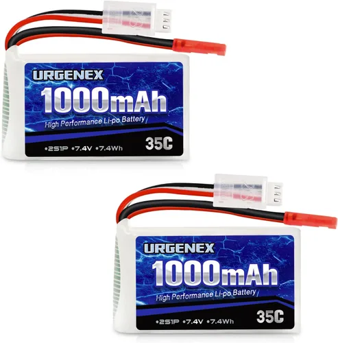 2S Lipo Batería 7.4V 1000mAh 35C (Burst 70C) Batería recargable RC con enchufe JST compatible con WLtoys RC Cars A949 A959 A969 A979 K929 y la