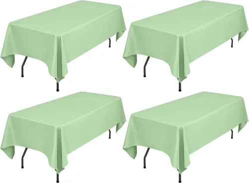 Miniatura 73 de Showgeous Paquete de 4 manteles rectangulares de poliéster de 60 x 102 pulgadas, resistentes a las arrugas, lavables, para bodas, mesas de comedor