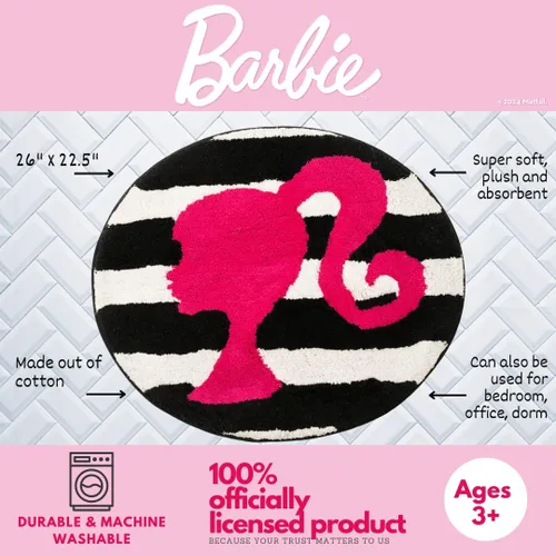 Miniatura 3 de Collectibles Barbie - Alfombra de baño de felpa antideslizante 100% algodón (producto oficial) por Franco