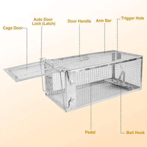 Miniatura 3 de Trampas humanas para ratas, captura y liberación en vivo para interiores y exteriores, jaula de roedores para ardillas, ratones, ratas pequeñas