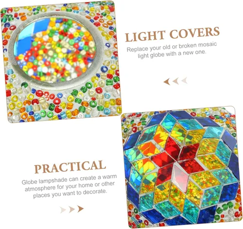 Miniatura 8 de DOITOOL Elegante pantalla decorativa para el hogar, pantalla de cristal de reemplazo para lámparas de mosaico, cubierta de lámpara de mesa de diseño