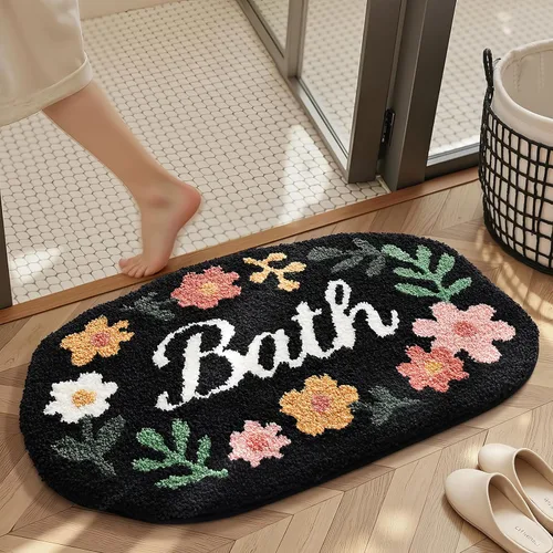 Miniatura 9 de Tapete de baño, bonitas alfombras de baño con microfibra suave y gruesa, absorbente, de secado rápido, antideslizante, lavable a máquina, tapete