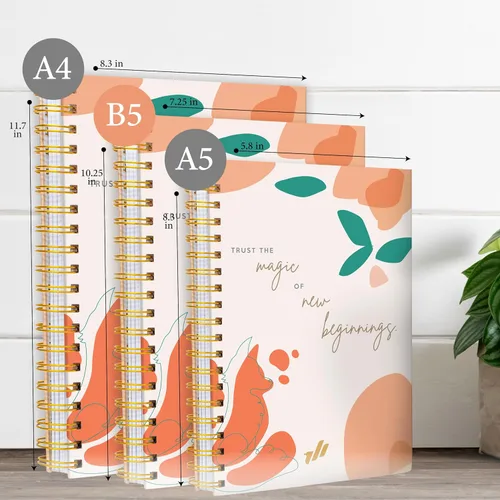 Miniatura 8 de Cuaderno de espiral de tapa dura, 10.25" x 7.25", 300 páginas, gran cuaderno universitario con rayas para mujeres, ideal para escritura, diario, New