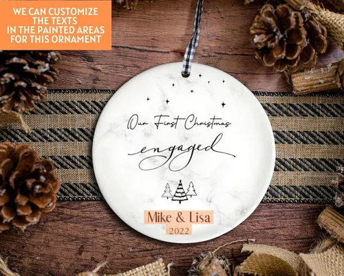 Miniatura 6 de Cozzies Adorno de Navidad personalizado, nuestro primer regalo de compromiso de Navidad, regalo de boda
