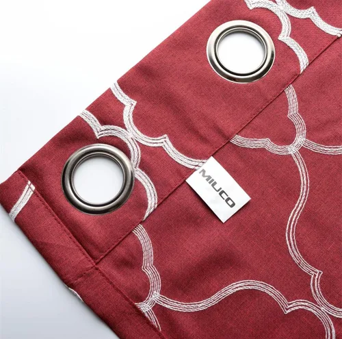 Miniatura 4 de Miuco, cortinas de imitación de lino con bordado marroquí, semitransparentes, con ojales para salón o dormitorio