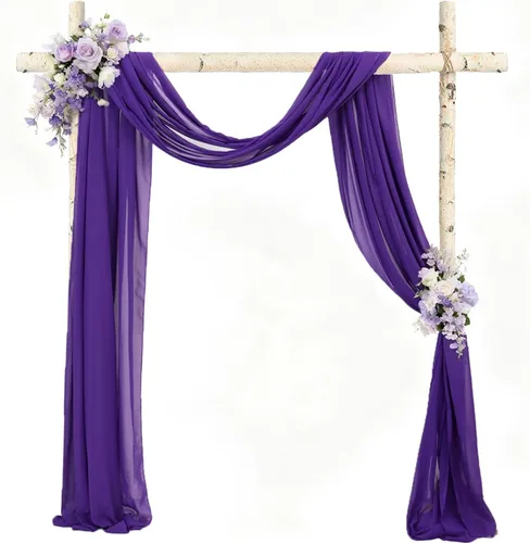 Miniatura 11 de FANPROMS Cortinas azules para arco de boda, cortinas de tela de gasa de 20 pies, 1 panel, arcos de boda para ceremonia, cortinas de telón de fondo