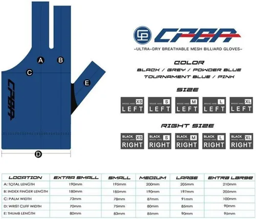 Miniatura 2 de CPBA Guante de Billar de 3 Dedos para Mano Izquierda, Duradero con Doble Costura, Guante Deportivo de Snooker y Taco de Billar, Tamaños Populares