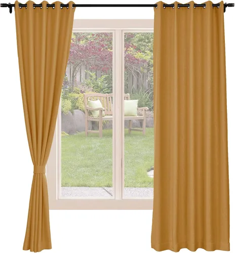 Miniatura 18 de Frelement Cortinas opacas de lino natural, paneles de cortinas con bolsillo para barra y pestaña trasera, para sala de estar, cortinas