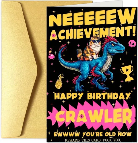 QualityLife DCC - Tarjetas de cumpleaños, Dungeon Book Crawler Reading Carl Merch, feliz cumpleaños para un nuevo logro