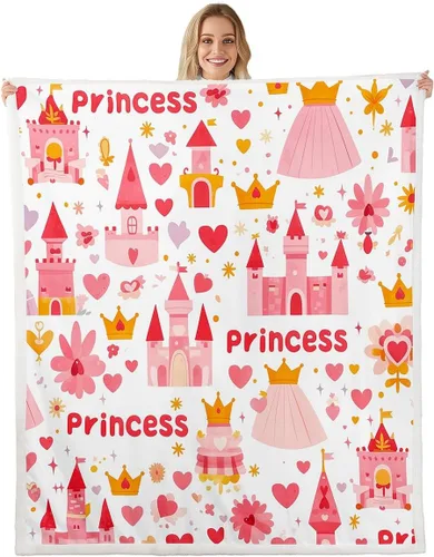 Miniatura 10 de Princess Flannel Blanket All Seasons,Rainbow Cloud Stars Butterfly Bed Blanket for Kawaii Home Decor,Dreamy Fairy Tale Castle Blanket for Kids Girls