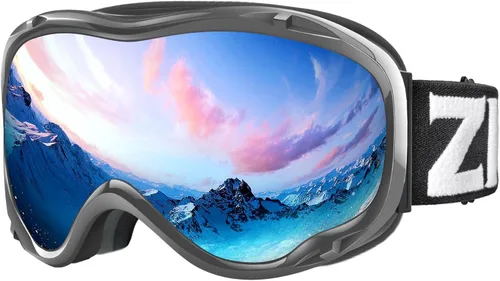 Miniatura 27 de ZIONOR Lagopus Gafas de protección UV para esquí y snowboard, antiniebla, para hombres, mujeres, jóvenes A0-vlt 10.5% Marco Blanco Lente Plata