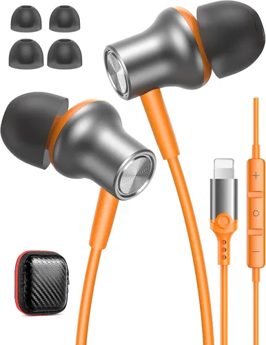 Miniatura 11 de iMangoo Diseño para auriculares con cable certificados MFi de Apple para audífonos Lightning, auriculares de alambre magnético con cable