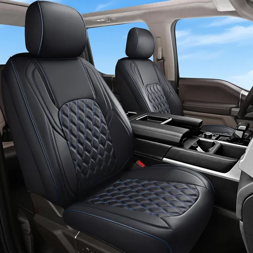 Miniatura 20 de Huidasource - Fundas de asiento delantero para Tundra, funda de cojín de asiento de cuero negro automotriz de cobertura completa, ajuste