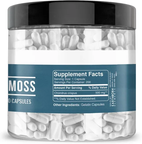 Miniatura 3 de Earthborn Elements Irish Sea Moss 200 cápsulas, puro y sin diluir, sin aditivos