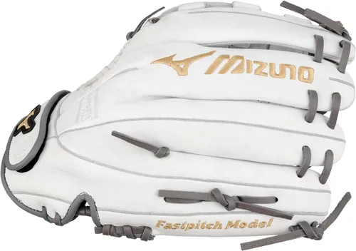 Miniatura 3 de Mizuno GMVP1200PF4W MVP Prime Fastpitch - Guante de sóftbol de 12 pulgadas, tela de tartán, lanzamiento a mano izquierda, blanco/gris