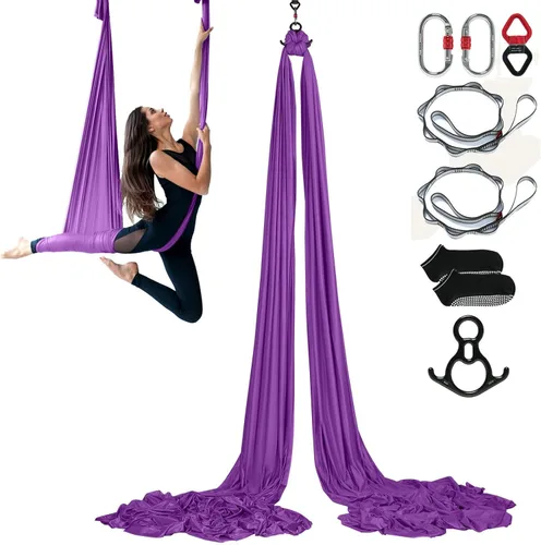 Miniatura 14 de VEVOR Aerial Silk & Yoga Swing, Aerial Yoga Hammock Kit with 100gsm Nylon Fabric, Full Rigging Hardware & Easy Set-up Guide, Antigravity Flying for