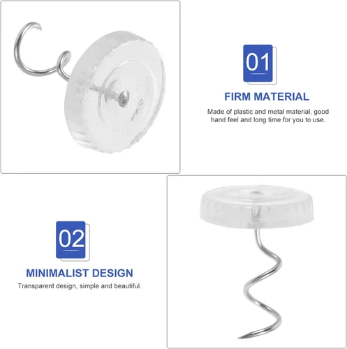 Miniatura 4 de EXCEART Tachuelas de plástico y metal para sofá, 50 unidades, clavos en espiral para tapicería, muebles decorativos