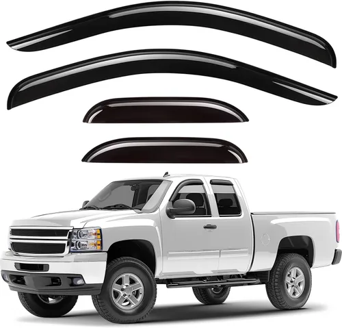 Miniatura 13 de Deflectores de ventana tintados ahumados con cinta adhesiva para ventana lateral, deflectores de lluvia compatibles con Ram 2009-2018 1500 Crew Cab