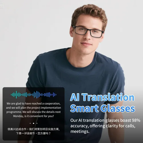 Miniatura 7 de Gafas de IA para hombres y mujeres impulsadas por ChatGPT, lentes inteligentes Bluetooth con traducción AI (más de 165 idiomas), cancelación