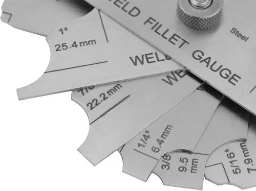 Miniatura 3 de Soldadura de filete, 7 piezas de calibre de inspección de soldadura de filete, acero inoxidable, prueba métrica cubital y pulgadas, para verificar