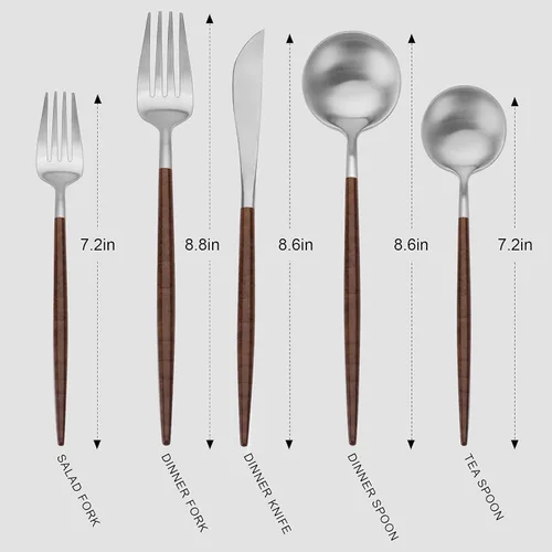 Miniatura 2 de Vanys - Juego de cubiertos con mango negro, 30 piezas de cubiertos de acero inoxidable, juegos de utensilios de cocina para 6, vajilla