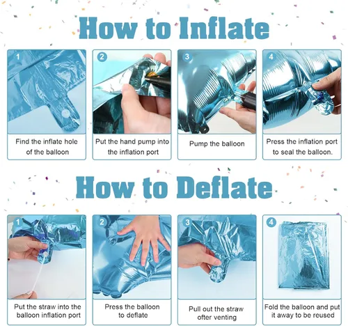 Miniatura 3 de Globos de número azul pastel de 40 pulgadas, globo gigante autoinflable de aluminio número 5 de cumpleaños para niños, globos azul bebé para hombres
