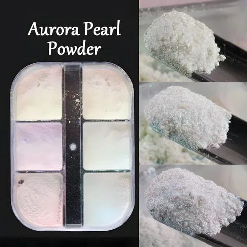 Miniatura 3 de Polvo de uñas cromado de 6 colores, efecto espejo metálico, aurora, perla blanca mágica, cromado, polvo de uñas, polvo de mica, polvo iridiscente