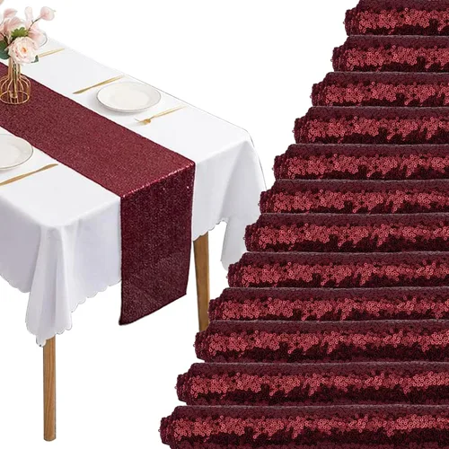 Miniatura 11 de 12 Paquetes de Caminos de Mesa con Lentejuelas Brillantes para Comedor para Cumpleaños, Bodas, Compromisos, Nupciales, Baby Shower, Despedida
