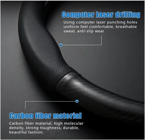Miniatura 3 de QODOLSI Paquete de 1 Funda Transpirable para Volante de Coche, Funda de Volante Resistente al Desgaste, Protector de Volante Antideslizante de Fibra