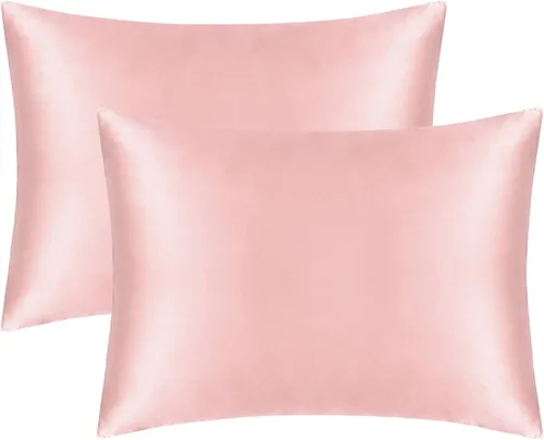 Miniatura 22 de FLXXIE Paquete de 2 fundas de almohada estándar de satén con cremallera para cabello y piel, sedosas y súper suaves (20 x 26 pulgadas), fundas