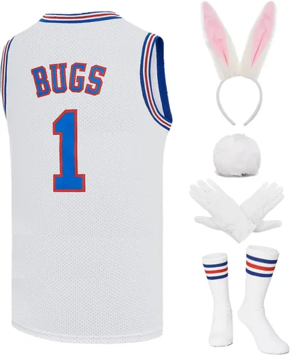Camisetas de baloncesto para hombre #10 Lola #1 Bugs Space Movie Camisetas deportivas para fiesta de Halloween, blanconegro, XS-XXL
