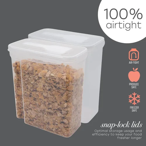 Miniatura 3 de Kitchen Details Paquete de 2 recipientes para cereales con cucharón, mediano, hermético, lata de alimentos, se mantiene fresco, organizadores