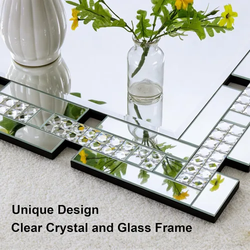 Chende Espejo de pared decorativo de cristal para sala de estar, espejo grande de 36 x 24 pulgadas para decoración de pared con borde biselado,