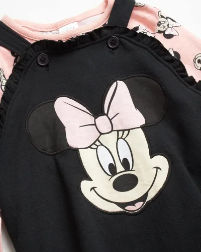 Miniatura 3 de Disney Baby Girls Minnie Mouse 2 Piece Overall Set - Fleece Romper Long Sleeve T-Shirt Set NewbornInfant